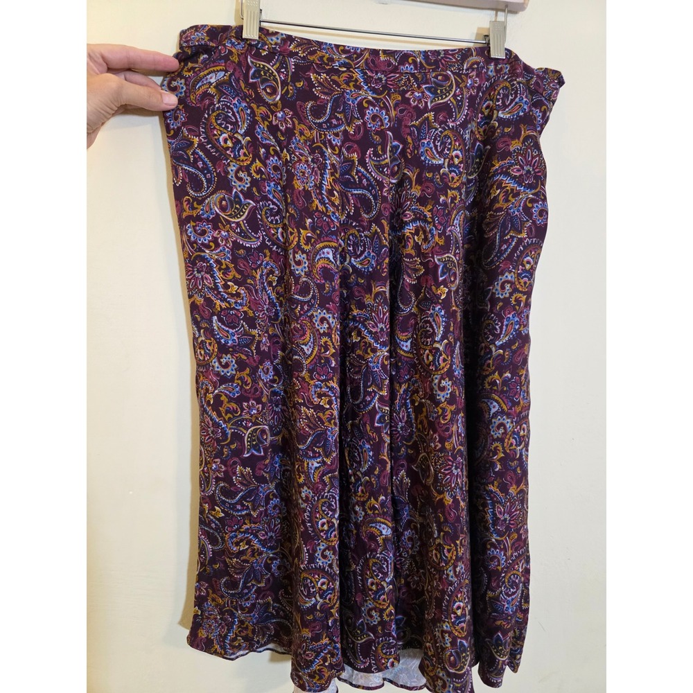 J. Jill Petite XL Paisley Midi Skirt Purple Multi Ecovero Viscose New NWT